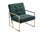 Wide ravia green velvet tufted upholstered golden metal frame accent armchair by La Spezia additional picture 8