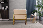 Wide ravia beige velvet tufted upholstered golden metal frame accent armchair additional photo 5 of 5