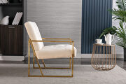 Wide ravia beige velvet tufted upholstered golden metal frame accent armchair by La Spezia additional picture 6