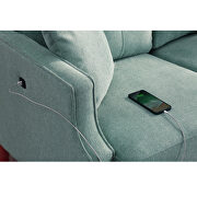 Baby blue waterproof fabric loveseat with usb charge port by La Spezia additional picture 5