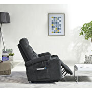Dark gray fabric electric power lift recliner chair with massage and usb charge ports by La Spezia additional picture 2