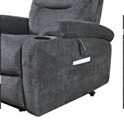 Dark gray fabric electric power lift recliner chair with massage and usb charge ports by La Spezia additional picture 7