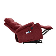 Red fabric electric power lift recliner chair with massage and usb charge ports by La Spezia additional picture 2