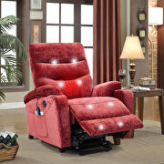 Red fabric electric power lift recliner chair with massage and usb charge ports by La Spezia additional picture 4