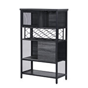 Black/ gray industrial wood and metal bar cabinet with wine rack by La Spezia additional picture 5
