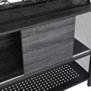 Black/ gray industrial wood and metal bar cabinet with wine rack by La Spezia additional picture 7