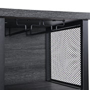 Black/ gray industrial wood and metal bar cabinet with wine rack by La Spezia additional picture 9