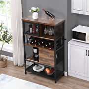 Brown mix industrial wood and metal bar cabinet with wine rack by La Spezia additional picture 2
