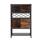 Brown mix industrial wood and metal bar cabinet with wine rack by La Spezia additional picture 6