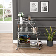 Metal frame and glass elegant bar cart with wine storage in silver by La Spezia additional picture 5