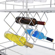 Metal frame and glass elegant bar cart with wine storage in silver by La Spezia additional picture 6