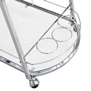 Metal frame and glass elegant bar cart with wine storage in silver by La Spezia additional picture 7