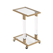 Golden side table acrylic sofa table glass top c shape square table with metal base for living room bedroom balcony home and office by La Spezia additional picture 10