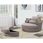 Swivel accent barrel modern gray sofa lounge club big round chair with storage ottoman by La Spezia additional picture 3