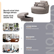 Swivel accent barrel modern gray sofa lounge club big round chair with storage ottoman additional photo 4 of 6