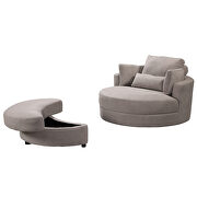 Swivel accent barrel modern gray sofa lounge club big round chair with storage ottoman additional photo 5 of 6