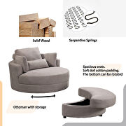Swivel accent barrel modern gray sofa lounge club big round chair with storage ottoman by La Spezia additional picture 6