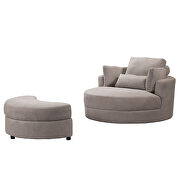Swivel accent barrel modern gray sofa lounge club big round chair with storage ottoman by La Spezia additional picture 7