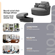 Swivel accent barrel modern dark gray sofa lounge club big round chair with storage ottoman by La Spezia additional picture 3