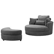 Swivel accent barrel modern dark gray sofa lounge club big round chair with storage ottoman additional photo 4 of 6