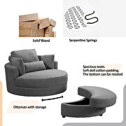 Swivel accent barrel modern dark gray sofa lounge club big round chair with storage ottoman additional photo 5 of 6