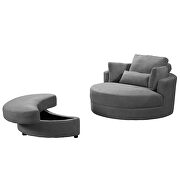 Swivel accent barrel modern dark gray sofa lounge club big round chair with storage ottoman by La Spezia additional picture 7