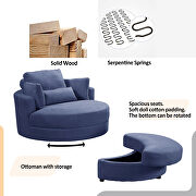 Swivel accent barrel modern blue sofa lounge club big round chair with storage ottoman additional photo 3 of 6