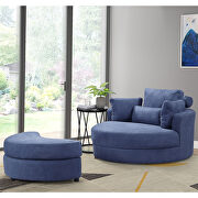 Swivel accent barrel modern blue sofa lounge club big round chair with storage ottoman additional photo 4 of 6