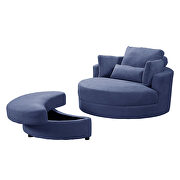 Swivel accent barrel modern blue sofa lounge club big round chair with storage ottoman by La Spezia additional picture 5