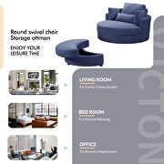 Swivel accent barrel modern blue sofa lounge club big round chair with storage ottoman by La Spezia additional picture 6