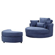 Swivel accent barrel modern blue sofa lounge club big round chair with storage ottoman by La Spezia additional picture 7