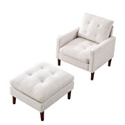 Modern beige fabric tufted chair with ottoman by La Spezia additional picture 11