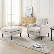 Modern beige fabric tufted chair with ottoman by La Spezia additional picture 8