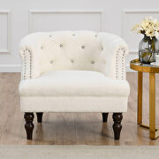 White teddy fabric deep buttons tufted chesterfield accent chair with ottoman by La Spezia additional picture 2