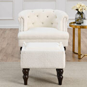 White teddy fabric deep buttons tufted chesterfield accent chair with ottoman by La Spezia additional picture 3