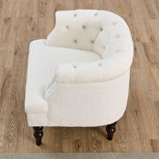 White teddy fabric deep buttons tufted chesterfield accent chair with ottoman by La Spezia additional picture 5