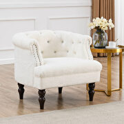 White teddy fabric deep buttons tufted chesterfield accent chair with ottoman by La Spezia additional picture 7