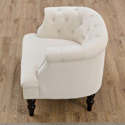Beige velvet deep buttons tufted chesterfield accent chair with ottoman by La Spezia additional picture 6