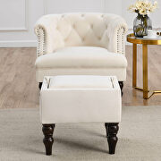 Beige velvet deep buttons tufted chesterfield accent chair with ottoman by La Spezia additional picture 7