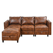 Brown tech cloth modular l-shaped convertible sofa with reversible storage seat by La Spezia additional picture 2