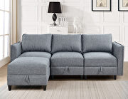 Gray fabric modular l-shaped convertible sofa with reversible chaise by La Spezia additional picture 2