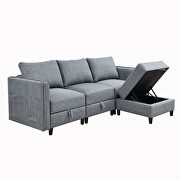Gray fabric modular l-shaped convertible sofa with reversible chaise by La Spezia additional picture 3