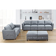 Gray fabric modular l-shaped convertible sofa with reversible chaise and ottomans by La Spezia additional picture 2