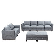 Gray fabric modular l-shaped convertible sofa with reversible chaise and ottomans by La Spezia additional picture 5