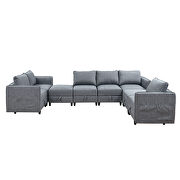 Gray fabric modular l-shaped convertible sofa with reversible chaise and ottomans by La Spezia additional picture 6