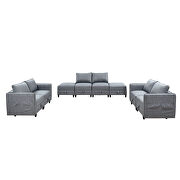 Gray fabric modular l-shaped convertible sofa with reversible chaise and ottomans by La Spezia additional picture 7