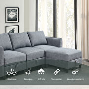 Gray fabric modular l-shaped convertible sofa with reversible chaise and ottomans by La Spezia additional picture 8