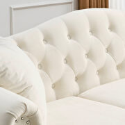 Beige velvet tufted chesterfield sofa with rolled arms and nailhead by La Spezia additional picture 3