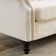 Beige velvet tufted chesterfield sofa with rolled arms and nailhead by La Spezia additional picture 5