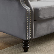 Gray velvet fabric tufted chesterfield sofa with rolled arms and nailhead by La Spezia additional picture 5